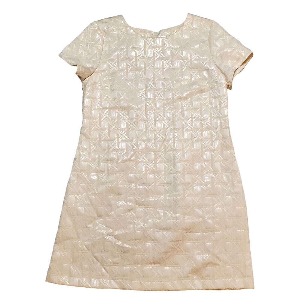 Xhilaration Cream Metallic Textured Short Sleeved Tent Dress L Retro Glam